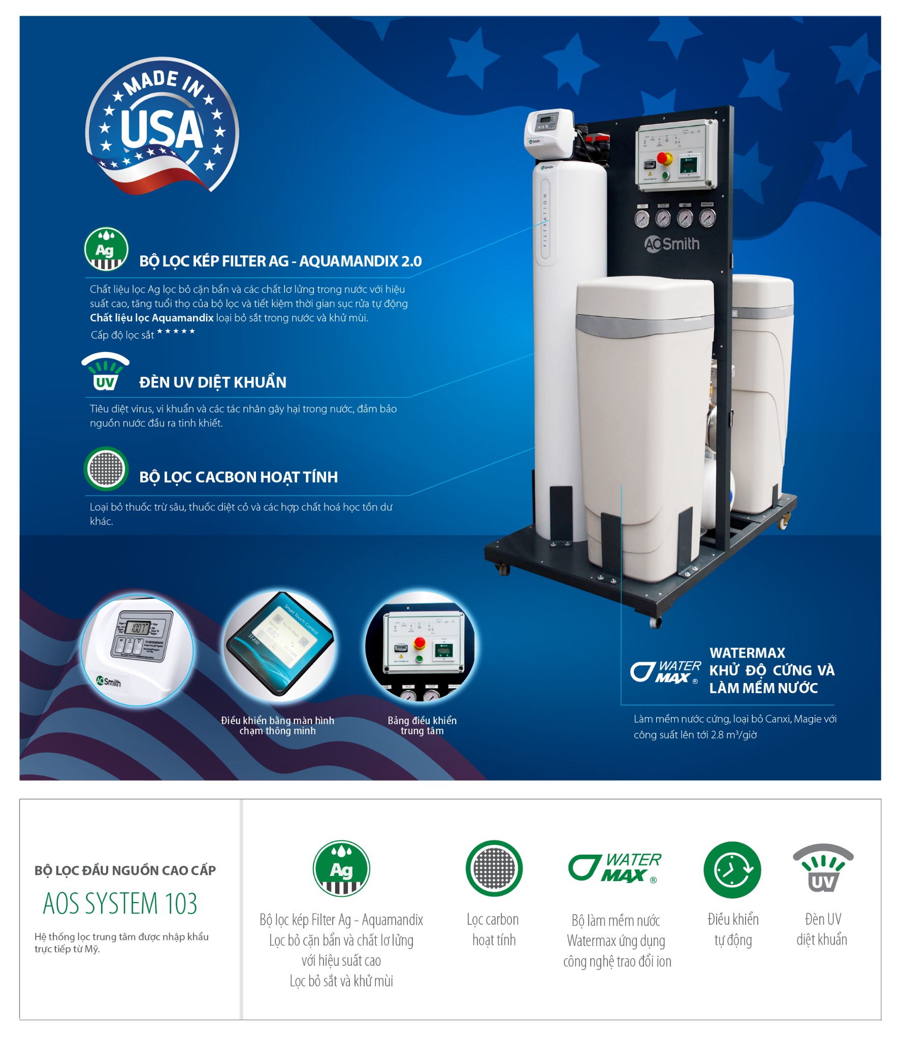 Hệ thống lọc nước đầu nguồn Aosmith AOS System 103